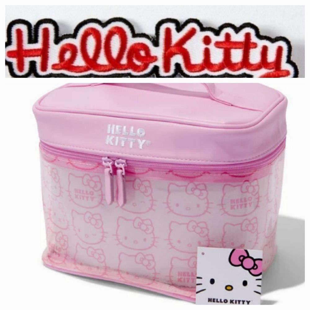 Hello Kitty Logo Glitter Infused Cosmetic Bag